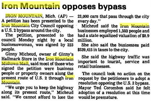 Midtown Mall - 1986 Article On Proposed Bypass